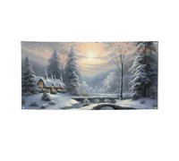 Banner stampati con scena invernale sulla neve cartelli personalizzati con testo fotografico sfondo banner da parete per interni ed esterni per decorazioni domestiche o fondali