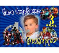 BANNER STRISCIONE compleanno - Avengers Supereroi - CON NOME foto ed età bimbo/a