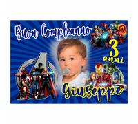 BANNER STRISCIONE COMPLEANNO - Avengers Supereroi mod 2 - PERSONALIZZATO