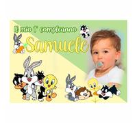 BANNER STRISCIONE COMPLEANNO - Baby Looney Tunes - PERSONALIZZATO