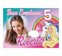 BANNER STRISCIONE COMPLEANNO - Barbie Dreamtopia Unicorno - PERSONALIZZATO