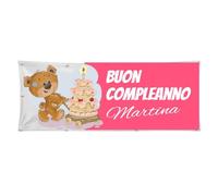 BANNER STRISCIONE COMPLEANNO - BUON COMPLEANNO BAMBINA - CON NOME PERSONALIZZATO