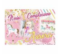 BANNER STRISCIONE COMPLEANNO - Carosello Giostrine - PERSONALIZZATO