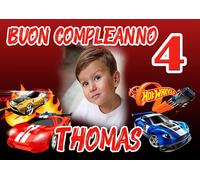 BANNER STRISCIONE compleanno - Hot Wheels - CON NOME foto ed età bimbo/a