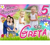 BANNER STRISCIONE compleanno - Me Contro Te - CON NOME foto ed età bimbo/a