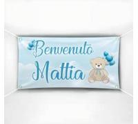 BANNER STRISCIONE compleanno - ORSACCHIOTTO - CON IL TUO NOME bimbo bambino