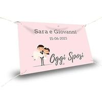 BANNER STRISCIONE MATRIMONIO CON NOME. DATA E SFONDO PERSONALIZZATO - OGGI SPOSI