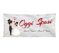 BANNER STRISCIONE MATRIMONIO - OGGI SPOSI - CON NOME E CHIESA PERSONALIZZABILE