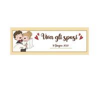 BANNER STRISCIONE MATRIMONIO - VIVA GLI SPOSI MOD 2 - PERSONALIZZATO CARTA/PVC