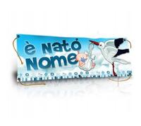 BANNER STRISCIONE nascita - BAMBINO CON CICOGNA - CON NOME bimbo bambino
