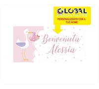 BANNER STRISCIONE NASCITA - BENVENUTA CICOGNA - CON IL TUO NOME bimba bimbo