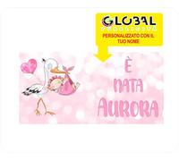 BANNER STRISCIONE NASCITA - è NATA BAMBINA CICOGNA - CON IL TUO NOME bimba