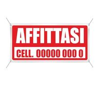 Banner Striscione VENDESI AFFITTASI con SCRITTA E NUMERO PERSONALIZZATO Personalizzabile CARTELLO misure personalizzate, con occhielli BN0BIS