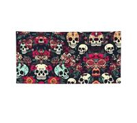 Banner versatile per feste con stampa di teschi floreali,Migliori bandiere banner per eventi,Decorazioni per feste di compleanno