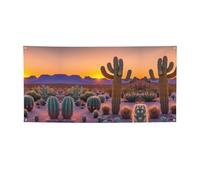 Banner versatile per feste con stampa di tramonti nel deserto di cactus, bandiere per eventi, decorazioni per feste di compleanno