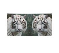 Banner versatile per feste con stampa tigre bianca,Migliori bandiere banner per eventi,Per decorazioni per feste di compleanno