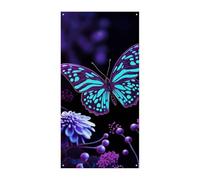 Banner viola con farfalle e fiori per porta di benvenuto cartello di ingresso banner per feste decorazioni per feste di compleanno banner per celebrazioni festive, 178 x 89 cm