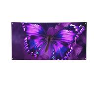 Banner viola farfalla e segni all'aperto decorazione per feste banner personalizzato con occhielli sfondo compleanno segno poster sfondo foto sfondo per eventi di nozze piccolo