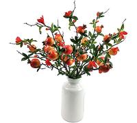 BANNESE Frutta Artificiale Branchi di Melograno 4 Pezzi 35.4 Pollici Autunno Falso Arbusto Realistico Plants Bouquet Decor per Home Office Negozio Cucina Festival Decor,Arancia