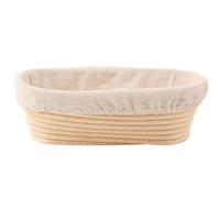 Banneton - Cestino ovale lungo per lievitazione pane, 28 cm, in rattan, fatto a mano, con rivestimento in lino (ovale, 28 x 14 x 8 cm)