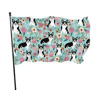 Bannière Beautiful Flowers And Cute Dogs Resistente Ai Raggi Uv Garden Flag Personalizzata Bandiera Per Raduni Eventi Home 90X150Cm