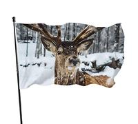 Bannière Christmas Deer In The Tree Snow Colore Vivido Bandiere Pirata Occhielli In Metallo Garden Flag Per Esterno Conferenza Activités Sportives 90X150Cm