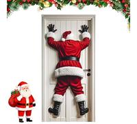 Bannière de porte Joyeux Noël Père Noël, couverture de porte drôle de Père Noël 2D réaliste pour la maison, bannières de Noël intérieures et extérieures à suspendre (D*1)