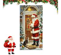 Bannière de porte Joyeux Noël Père Noël, couverture de porte drôle de Père Noël 2D réaliste pour la maison, bannières de Noël intérieures et extérieures à suspendre (B*1)