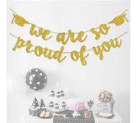 Bannière di Laurea con Scritta "Siamo Fieri di Te" - Elegante Design con Polvere Dorata - 2,5 Metri - Decorazioni per Cerimonie di Laurea, Feste, Matrimonio e Compleanno