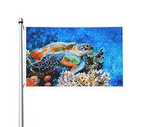 Bannière Dipinto Ad Olio Tartaruga Marina Estate Colore Vivido Bandiere Pirata Resistente Ai Raggi Uv Garden Flag Per Bar Parata Conferenza 3X5Ft