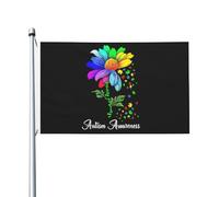 Bannière Fiore Di Margherita Per La Consapevolezza Dell'Autismo Poliestere Bandiere Pirata Colore Vivido Garden Flag Per Eventi Raduni Parata 3X5Ft