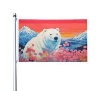 Bannière Fiori Di Montagna Innevati Dell'Orso Polare Colore Vivido Bandiere Pirata Durevole Garden Flag Per Esterno Marce Raduni 3X5Ft