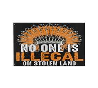 Bannière Nessuno È Illegale Sulle Terre Rubate Dei Nativi Americani Personalizzata Bandiera Coutures Doubles Garden Flag Per Conferenza Parata Esterno 3X5Ft