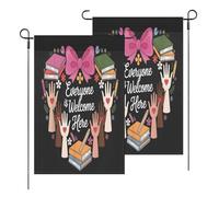 Bannière Tutti Sono Benvenuti Qui. Insegnante In Prima Persona. Supporto In Giardino. Decorazioni Bandiere Pirata Durevole Garden Flag Per Eventi Raduni Esterno 3X5Ft