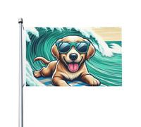 Bannière Un Cane Con Occhiali Da Sole Che Fa Surf Durevole Bandiere Pirata Coutures Doubles Garden Flag Per Activités Sportives Eventi Bar 3X5Ft