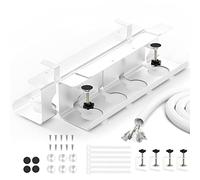 BANNIO Raccogli Cavi Scrivania, Set da 2 Portacavi Sotto Scrivania senza Forare, Nascondi Cavi Scrivania, 43cm Canalina Passacavi Scrivania, Cable Management per Cavi Ordinati, Bianco