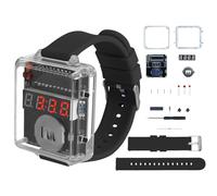BANRIA Orologio da saldare fai da te, 4 cifre LED, custodia trasparente con microcontroller, progetto educativo STEM per scuola, studenti e tempo libero