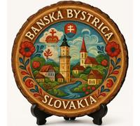 Banská Bystrica Souvenir Gift - Targa in legno da parete o da tavolo, souvenir della Slovacchia per turisti, collezionisti di piatti e amanti dei viaggi, regalo decorativo per regione montana
