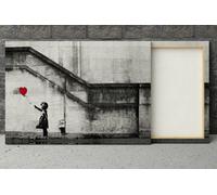 BANSKY BAMBINA CON PALLONCINO stampa su tela pronta da appendere