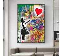 Bansky Graffiti Art Street Art Follow Your Dreams Canvas Painting Poster Wall Art for Living Room Home Decor Picture Print 60x100cm (24x39in) Cornice Interna