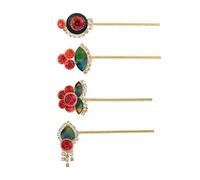 Bansuri Bansi - Confezione da 4 flauto decorativi in ottone per divinità Laddu Gopal, di piccole dimensioni, per Ladoo Gopal Meenakari e flauti con strass per decorazione indiana del festival Diwali