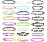BANTI Choker Collana Girocollo Donna Collane Donne Girocollo Colorate Elastic Choker 24 Pezzi Chockers Collanina per Bambina Collanine Bimba Collana Elastica Set Collane Donna Girocollo Ragazza
