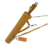 Bantoro Crafts Borsa a tracolla regolabile per tiro con l'arco in pelle tradizionale in pelle marrone, porta frecce, vita/fianchi, borsa a tracolla regolabile