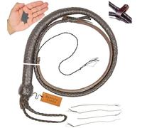 Bantoro Crafts Frusta Serpente Marrone con Colpo, crepitio carico/Forte, Frusta in Pelle, 16 trecce Intrecciate, 3 Piedi / 0,90 Metri, Sfere di Piombo e Cuscinetti a Sfera
