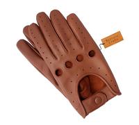 Bantoro Crafts Guanti in Pelle Marrone Premium - A Dita Intere, Design con Foro sulle Nocche, Prese d'Aria Anti-Sudore, Ideali per Guida, Moto, Palestra e Sport all'Aperto (Large)