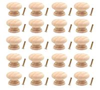 Bantre 20 pomelli piccoli mobili in legno naturale, manopole per mobili in legno, maniglie per armadio rotondo in legno, con viti, per armadietti, cassetti, cassettiere, armadi