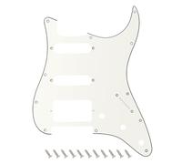 Banworks 3 strati Strat HSS Battipenna per chitarra elettrica a 11 fori Battipenna SSH Piastra antigraffio per USA/Messico Stile moderno Standard Stratocaster ST JT/HB-02 Vintage Bianco