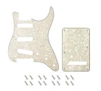 Banworks 8-Hole 50s 57 Vintage ST SSS Pickguard con 6-Hole Backplate | Scratch Plate 4-Ply chitarra elettrica copertura cavità Tremolo USA Fender Strat JT/HB-17 Perla Bianca Vintage