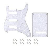 Banworks Battipenna a 8 fori per chitarra Strat SSS, stile vintage, piastra antigraffio e piastra posteriore a 6 fori, set per Fender Stratocaster Strat ST JT/HB-16 a 4 strati, bianco perla