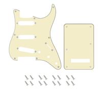 Banworks Battipenna a 8 fori per chitarra Strat SSS, stile vintage, piastra antigraffio e piastra posteriore a 6 fori, set per Fender Stratocaster Strat ST JT/HB-16 a 3 strati, color crema